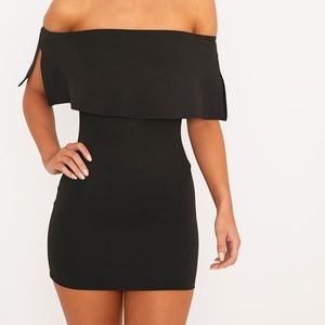 Carley Black Frill Bodycon Dress